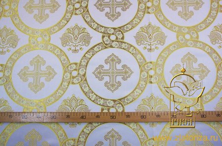 Шелк ГЕФСИМАНСКИЙ САД, белый с золотом, шир. 160 см