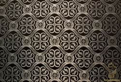 Шелк РАСЦВЕТШИЙ КРЕСТ, черный с серебром, шир. 150 см,