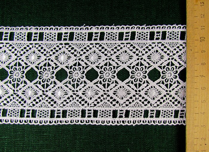 Кружево 161, белое, шир. 8 см, синтетическое, (9 м в упаковке)