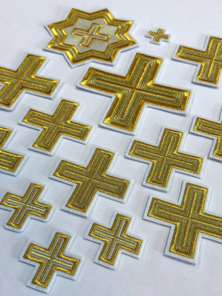 Набор крестов, иерейский, АНДРЕЕВСКИЙ, белый с золотом, 14 шт