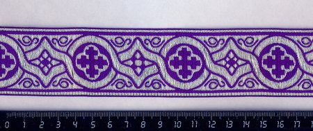 Галун ЗЛАТОУСТ, фиолетовый с серебром, шир. 4 см, ФР