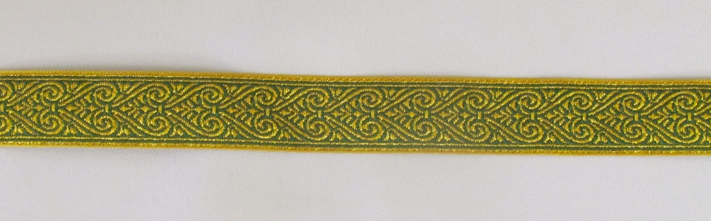 Галун АФИНЫ, зеленый с золотом, шир. 2,2 см, РА