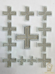 Набор крестов, протодиаконский, АНДРЕЕВСКИЙ, белый с серебром, 12 шт Набор крестов, протодиаконский, АНДРЕЕВСКИЙ, белый с серебром, 12 шт