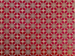 Шелк НИКОЛЬСКИЙ, красный с бордо окантовкой, с золотом, шир. 150 см