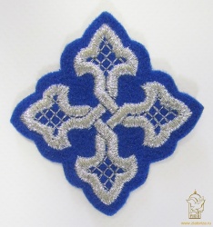 Крест 4 ВЯЗАНЫЙ, синий с серебром,6-7 см