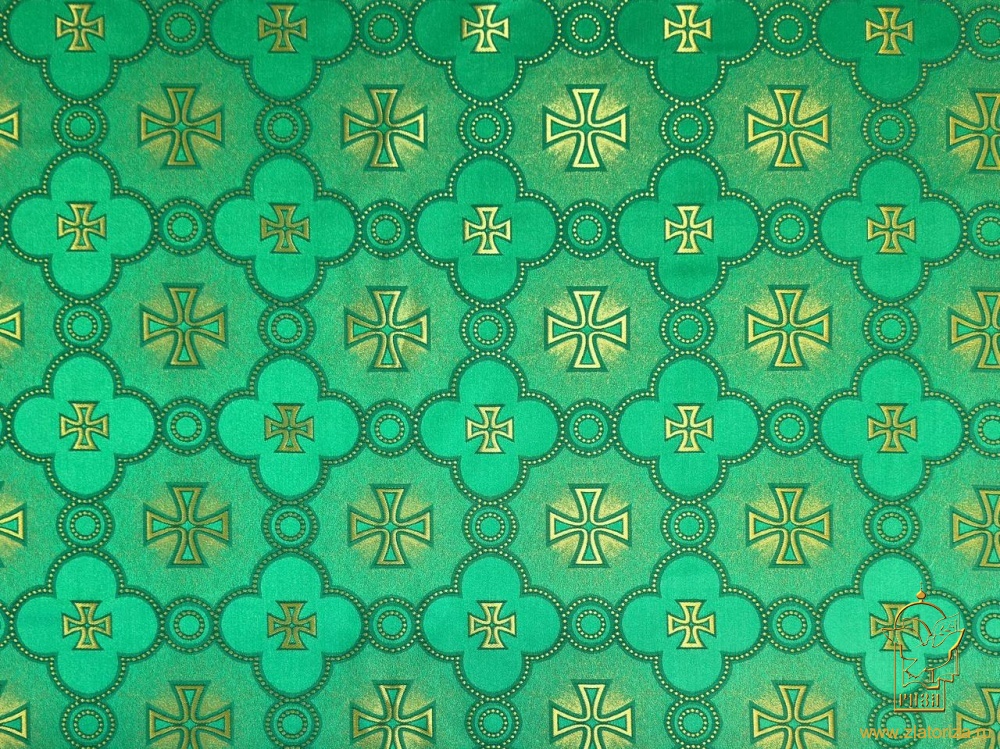 Шелк ФАВОР, зеленый с золотом. зол. 165 см