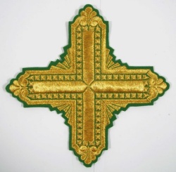 Крест Престол/Жертвенник КВАДРАТ, зеленый с золотом, 22 см Крест Престол/Жертвенник КВАДРАТ, зеленый с золотом, 22 см