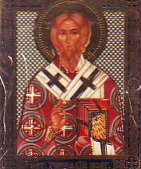Икона Геннадий святитель архиепископ Новгородский М041 двойное тиснение 3,1х3,8 на деревянной доске