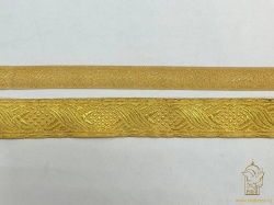 Галун КОСИЧКА, горчица с золотом, шир. 2,2 см, МДК. Внимание!. Разнотон с шириной 4 см!