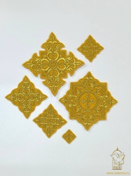 Набор крестов, иерейский, ПОЧАЕВ, желтый с золотом, 14 шт Набор крестов, иерейский, ПОЧАЕВ, желтый с золотом, 14 шт