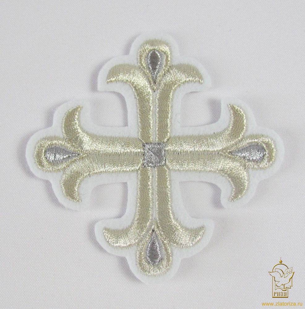 Крест 3 ЛУКОШКО, белый со светлым и темным серебром,8-9 см