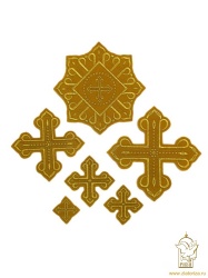 Набор крестов КАНОН W 002, иерейский, желтый с золотом, 14 шт, Набор крестов КАНОН W 002, иерейский, желтый с золотом, 14 шт,