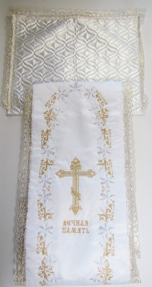 Погребальный набор, стеганый, вышивка: Лилия, (наволочка + покрывало), С