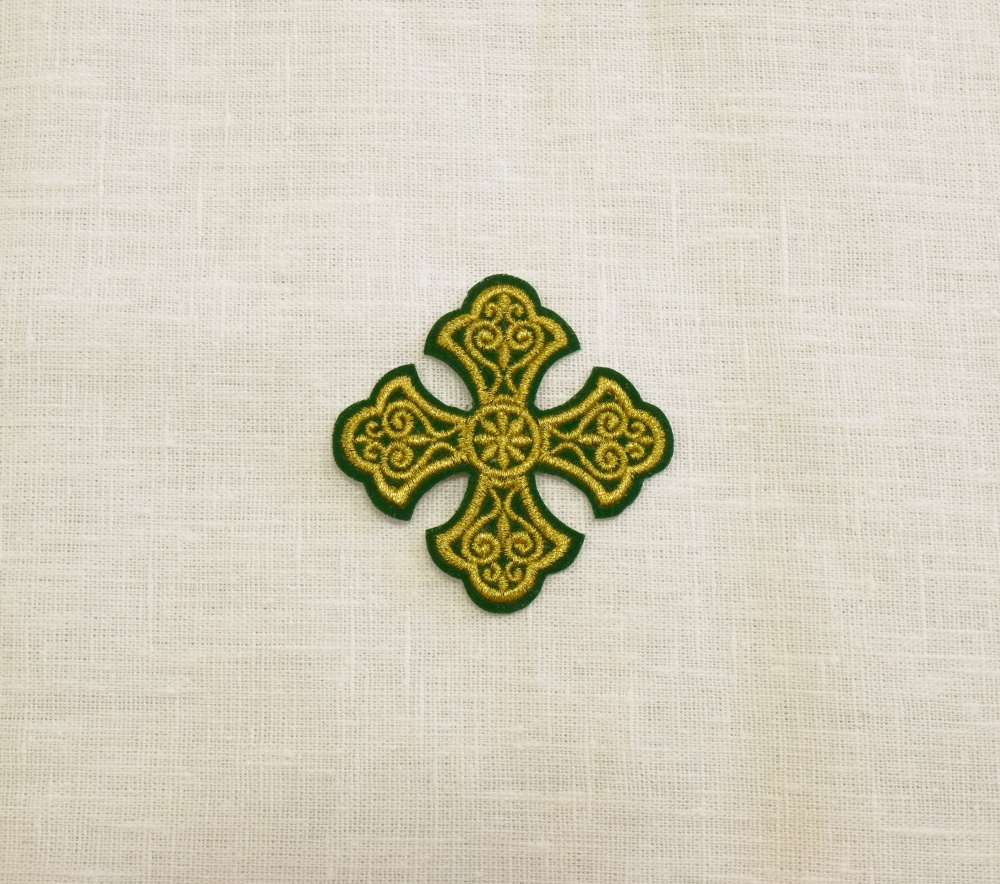 Крест 4 УЗОРНЫЙ зеленый с золотом,6-7 см