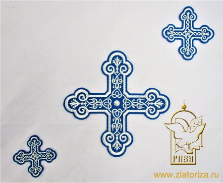 Набор крестов, иерейский, КОСТРОМА, голубой с серебром, 14 шт, арт. 22109