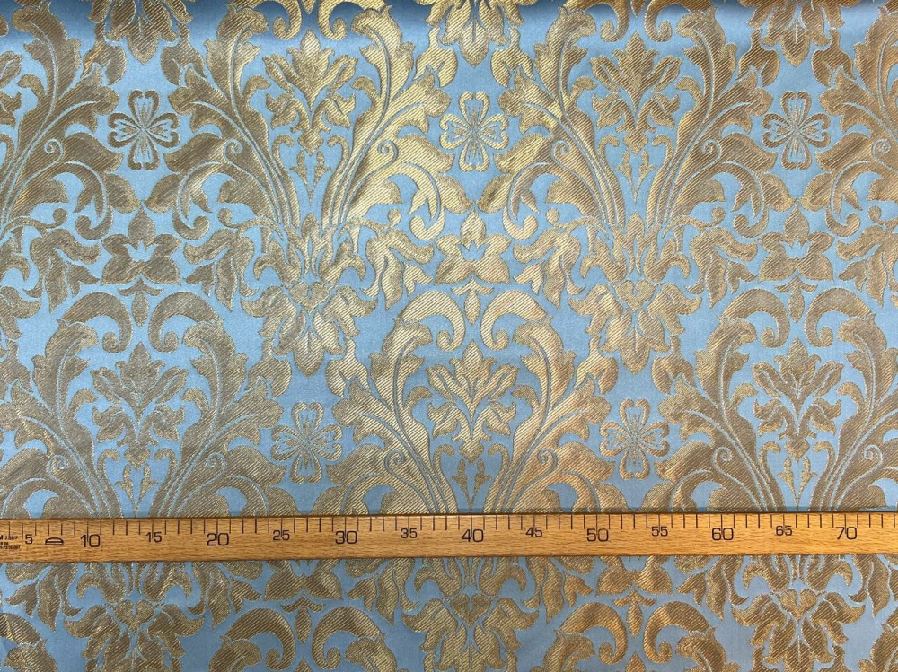 Парча КУПИНА, голубая с золотом, шир. 165 см