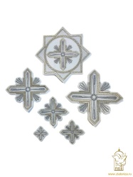 Набор крестов, иерейский, СЕВЕР, белый со светлым и темным серебром, 14 шт Набор крестов, иерейский, СЕВЕР, белый со светлым и темным серебром, 14 шт