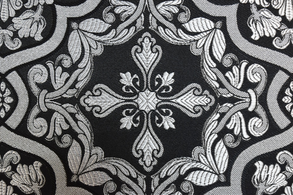 Шелк БЛАГОВЕСТ, черный с серебром, шир. 150 см, Рахманово