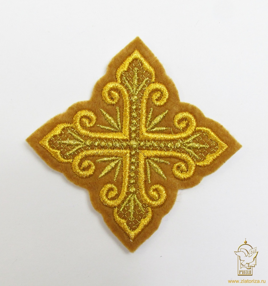 Крест 3 ЕЛИЗАВЕТИНСКИЙ, горчица с золотом,8-9 см