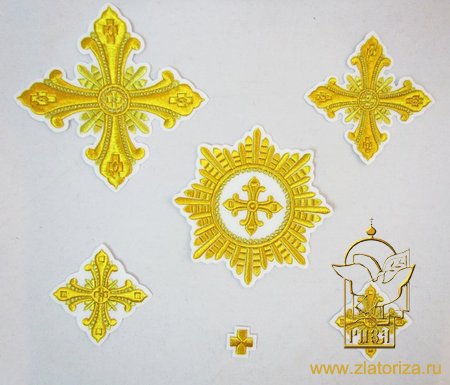 Набор крестов, архиерейский, белый с золотом, 21 шт, В