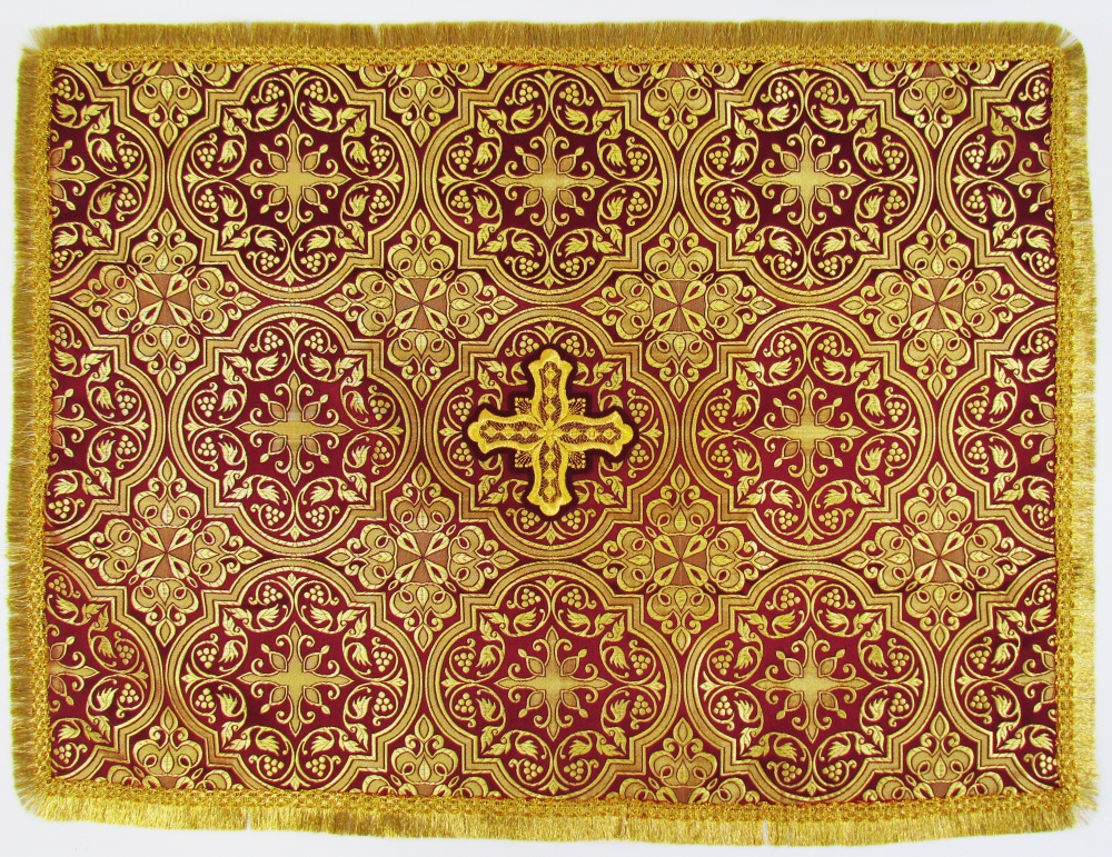 Покровцы шелк, бордовые золото