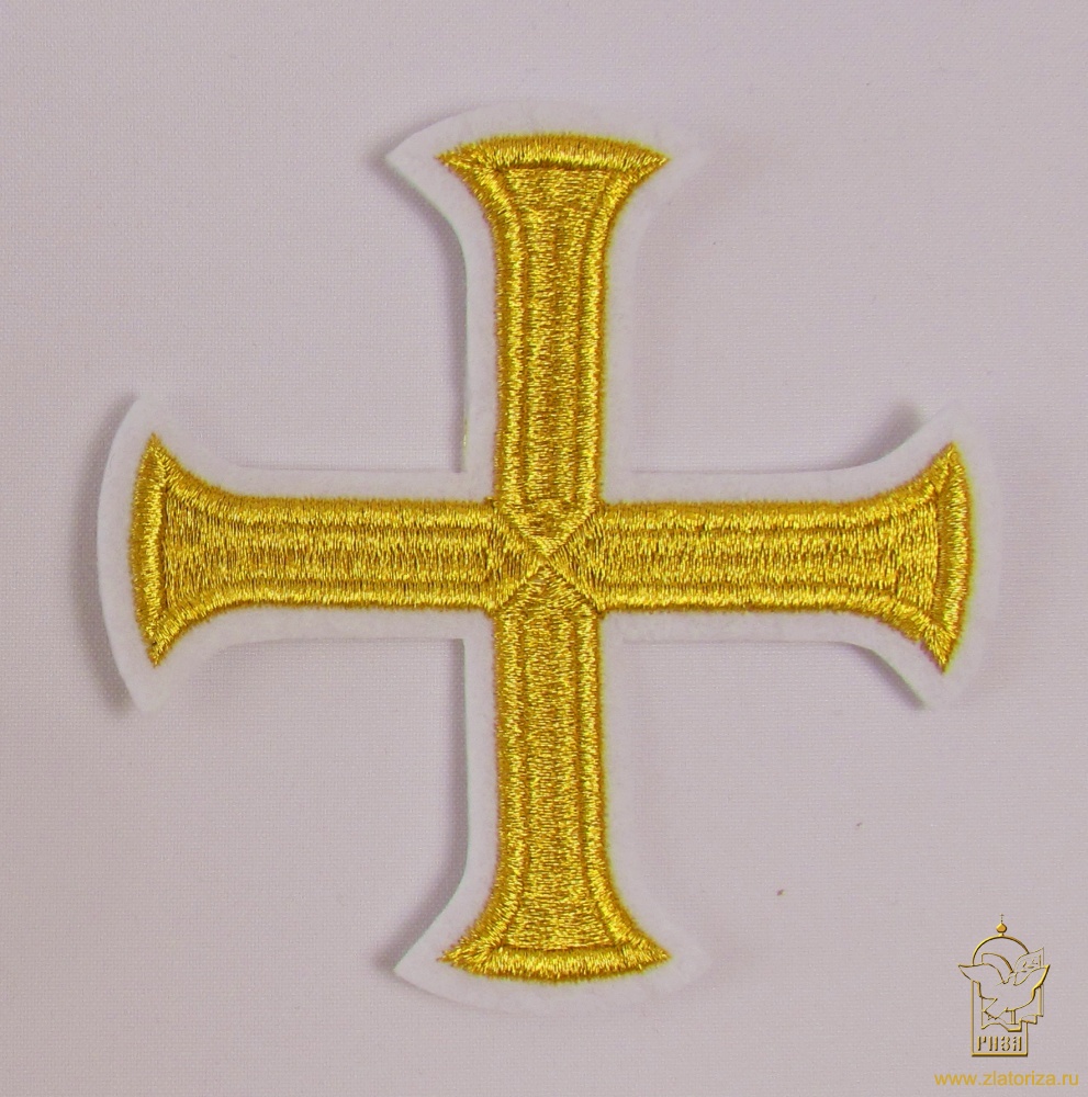 Крест 2 БУЛАТ белый с золотом, 11 см