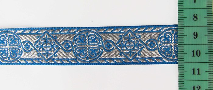 Галун ВИЗАНТИЯ, голубой с сереб, шир. 2,3 см, ФР