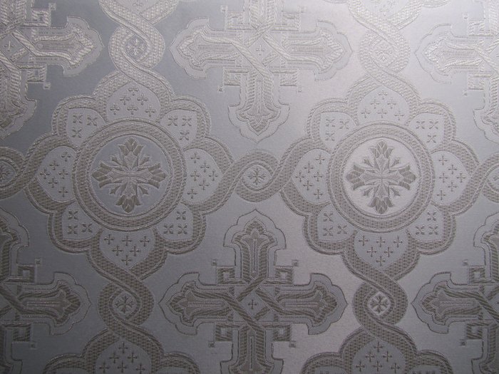 Парча ПОДСОЛНУХ, белая со светлым серебром, шир. 150 см, Рахманово