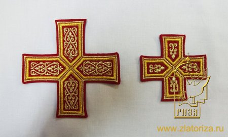 Набор крестов, иерейский, СИНАЙСКИЙ красный с золотом, 14 шт, арт. 22554
