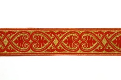 Галун АФИНЫ, красный с золотом, шир. 4 см, ФР, сердечко золото