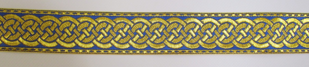 Галун ПЛЕТЕНКА, синий с золотом, шир. 4 см, РА