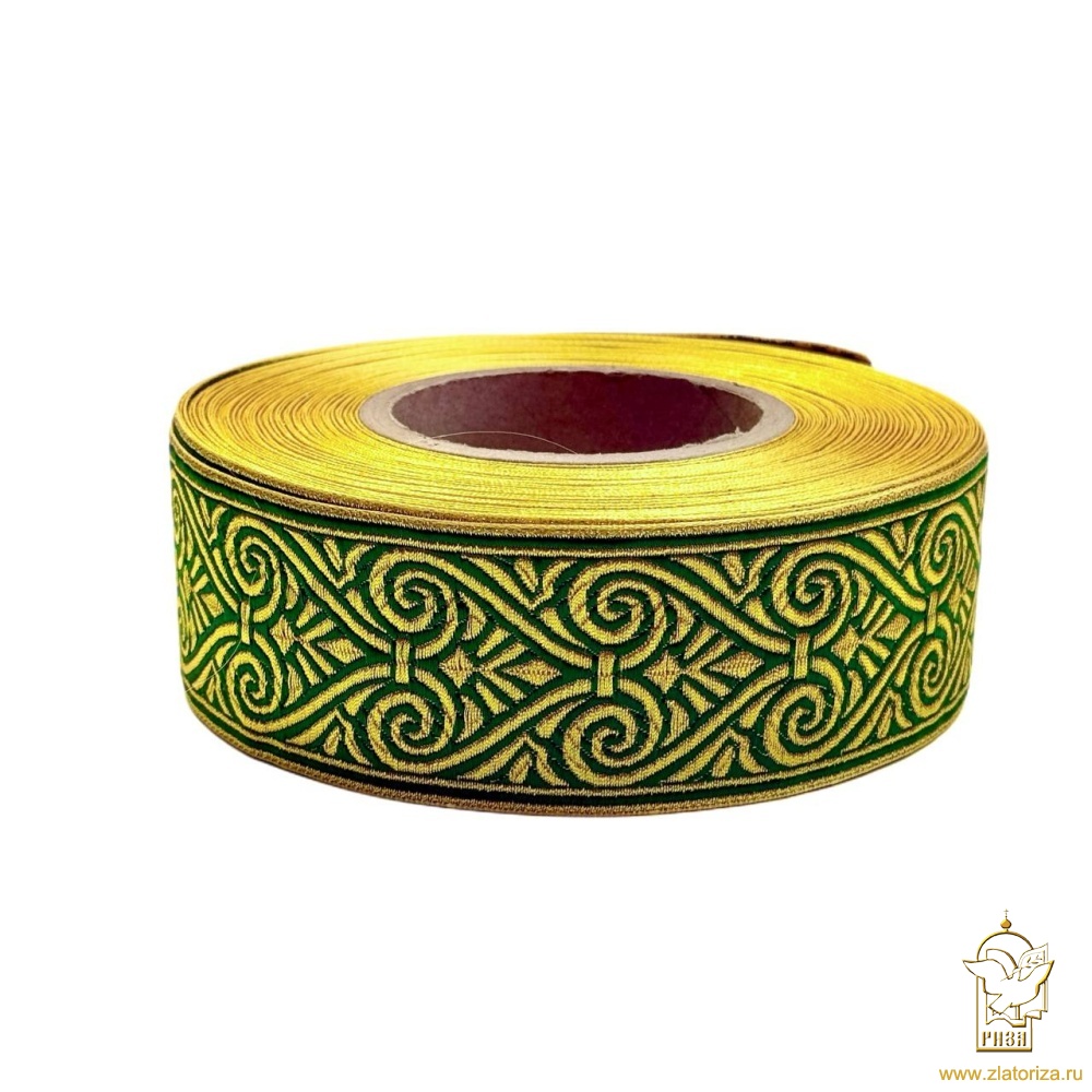 Галун АФИНЫ, зеленый с золотом, шир. 5 см, РА
