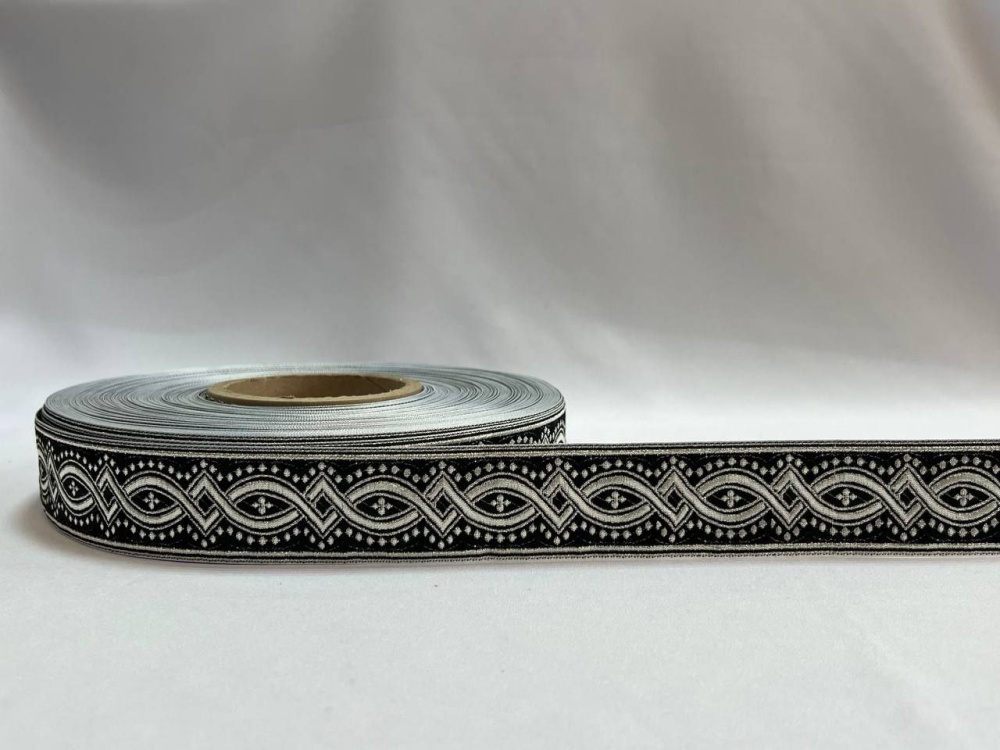 Галун КОСТРОМА, черный с серебром, шир. 2,2 см, РА