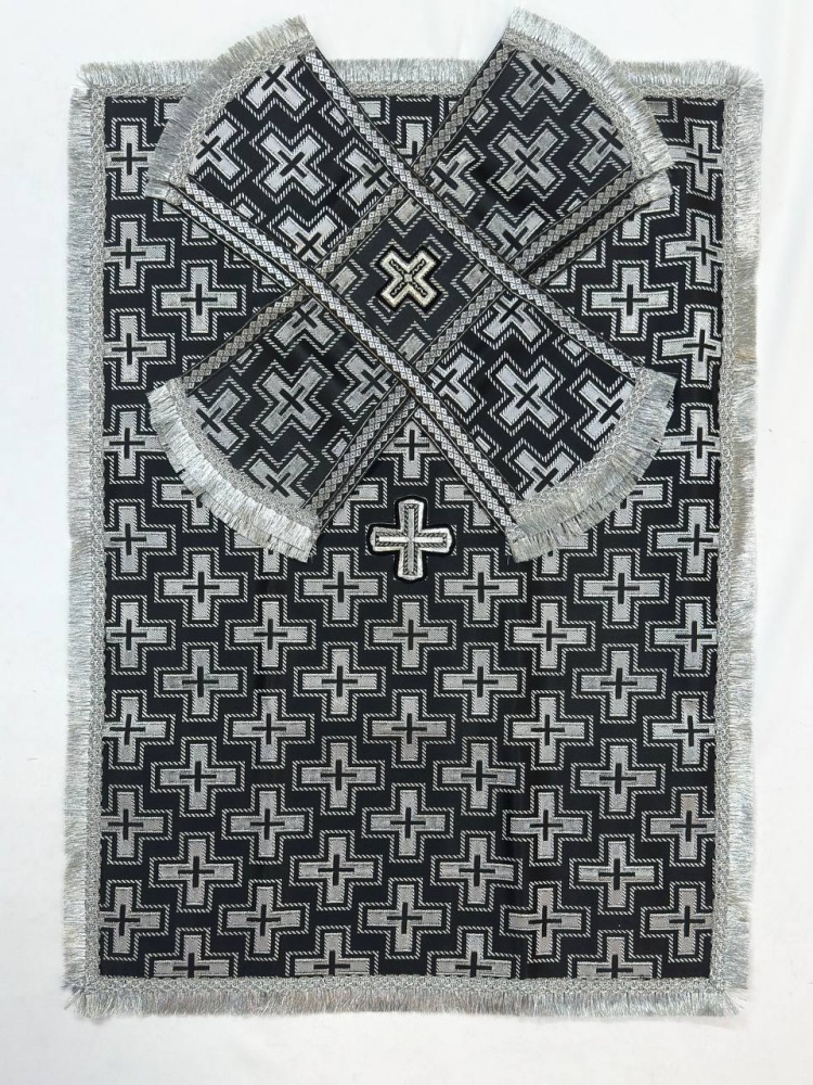 Покровцы шелк, черные с серебром