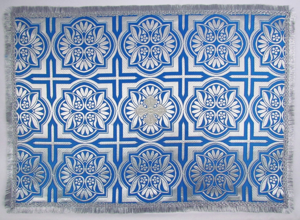 Покровцы парча, голубой с серебром