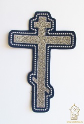 Крест ПРЯМОЙ-П восьмиконечный, синий с серебром, высота 17 см Крест ПРЯМОЙ-П восьмиконечный, синий с серебром, высота 17 см