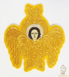 Херувим вышитый, желтый с золотом, h - 12 см