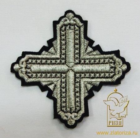Крест 3 КВАДРАТ, черный с серебром,8-9 см