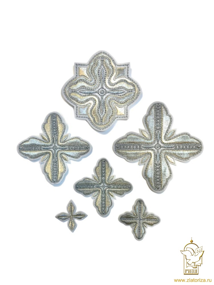 Набор крестов, иерейский, АФАНАСИЙ, белый с серебром, 14 шт