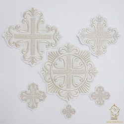 Набор крестов ПОКРОВСКИЙ W 108, иерейский, белый с серебром светлым/темным, 14 шт, Набор крестов ПОКРОВСКИЙ W 108, иерейский, белый с серебром светлым/темным, 14 шт,