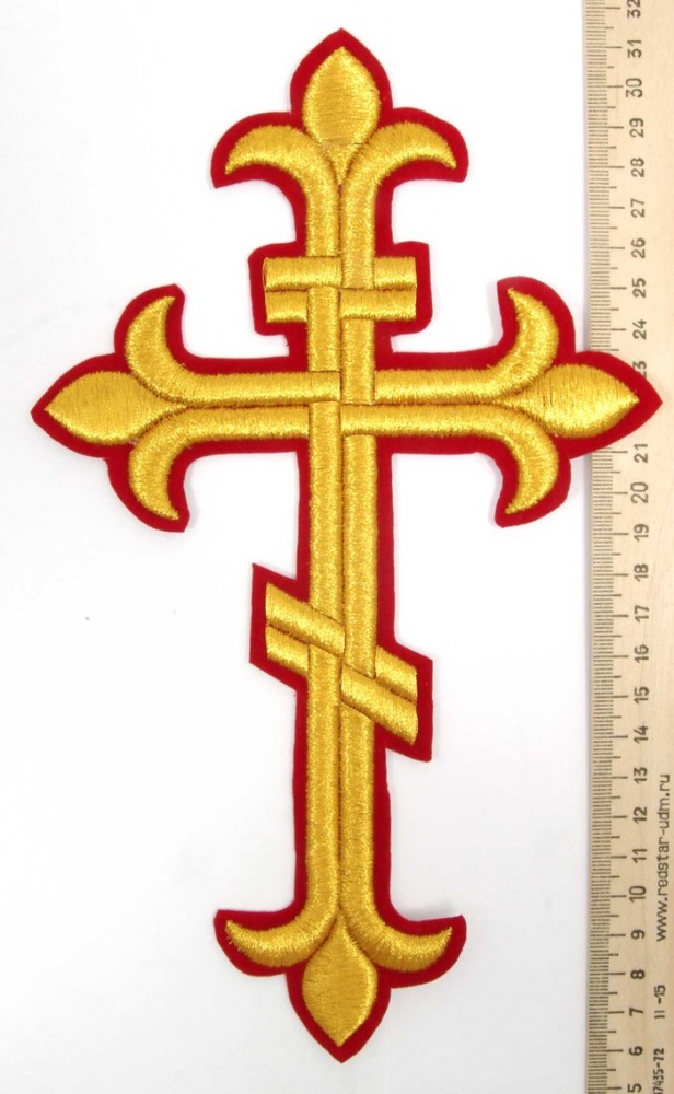 Крест Аналойный восьмиконечный, красный с золотом, высота 25 см