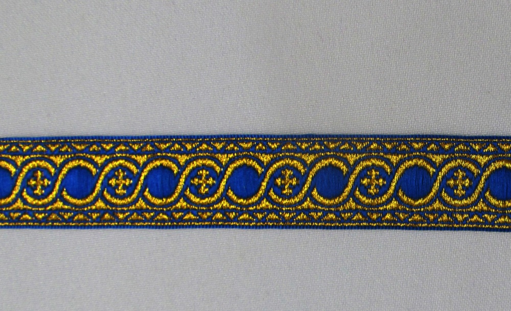 Галун ГОРОХ, голубой с золотом, шир. 2,3 см, ФР