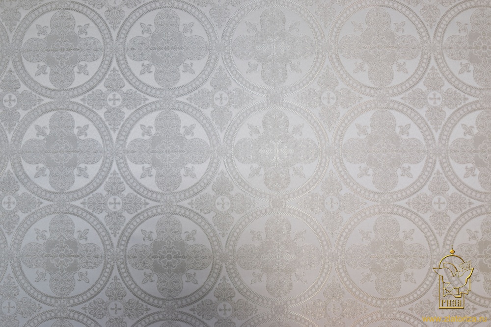 Парча ВЛАДИМИРСКАЯ, белая с серебром, шир. 150 см, Рахманово