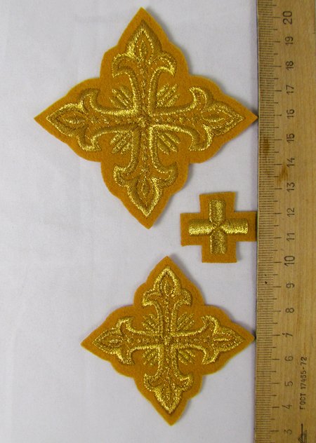 Набор крестов, требный, ОСТРЫЕ горчица с золотом, 9 шт