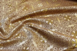 Шелк АЛАНЬЯ малая, горчица с золотом, с бордо окантовкой, шир. 165 см Шелк АЛАНЬЯ малая, горчица с золотом, с бордо окантовкой, шир. 165 см