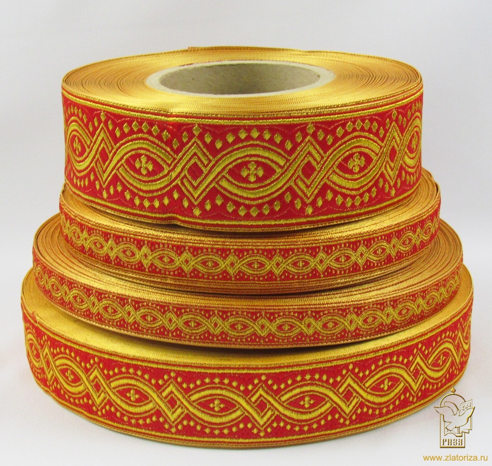 Галун КОСТРОМА, красный с золотом, шир. 2,2 см, РА