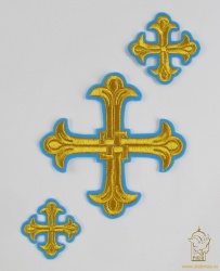 Набор крестов, дьяконский, ЛУКОШКО, голубой с золотом, 10 шт Набор крестов, дьяконский, ЛУКОШКО, голубой с золотом, 10 шт