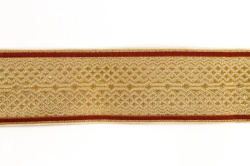 Галун Ногинск ЧЕШУЙКИ бордовый с золотом, шир. 5 см