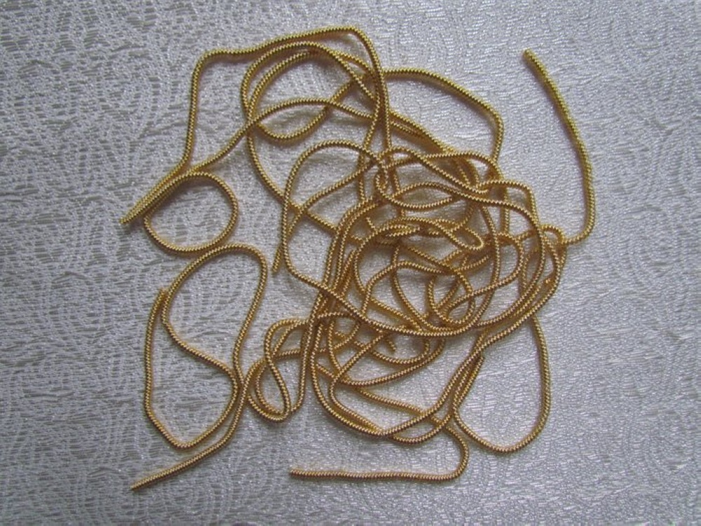 Канитель 40К золото, шир. 2 мм, Спагетти