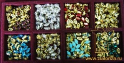 Стразы пришивные Лепесток, в цапах, 1,5 см х 0,7 см, стекло, цвет - микс